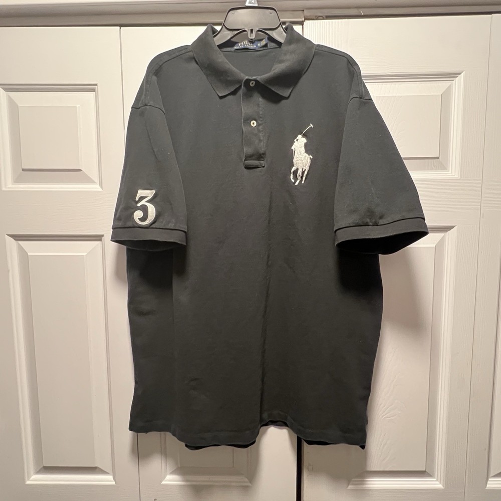 Polo Ralph Lauren Polo Shirt Mens XLT Tall Black Big Pony Short Sleeve #3