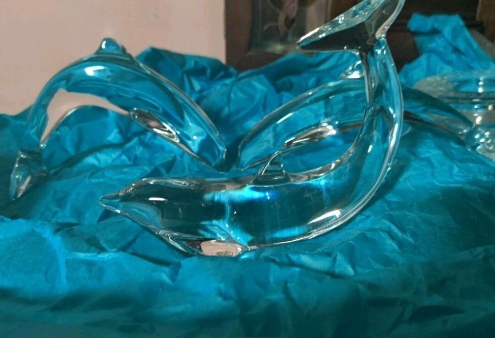 Baccarat Crystal France TRIO OF DOLPHIN family, France Vintage