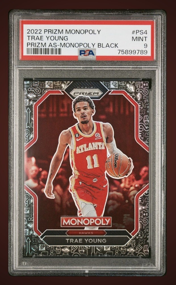 2022-23 Panini Monopoly Prizm Trae Young Black Icons SSP PSA 9 Gem Mint