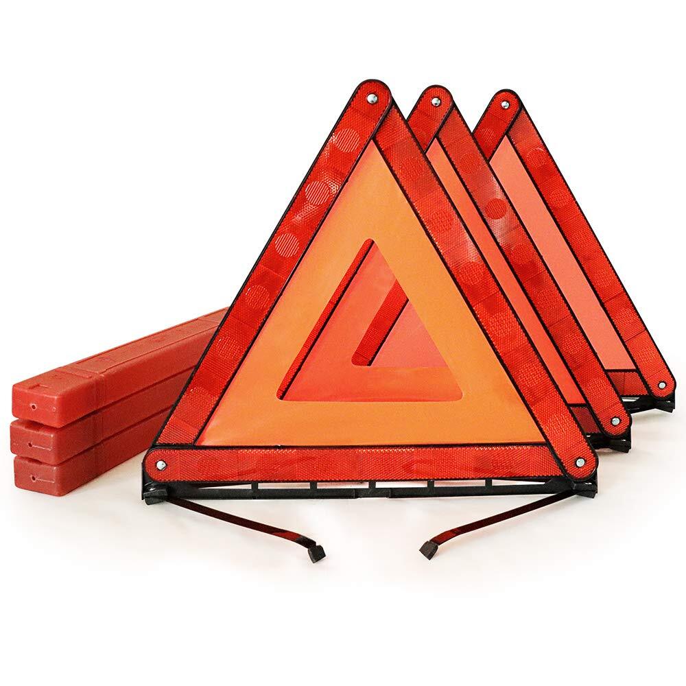 Funlove Foldable Warning Triangles Road Safety Triangle Kit, 3 Pack of Reflec...