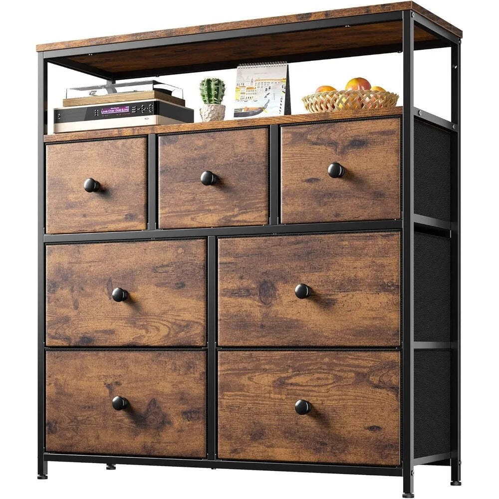 7-Drawer Dresser with 2 Shelves - Versatile Storage Organizer
