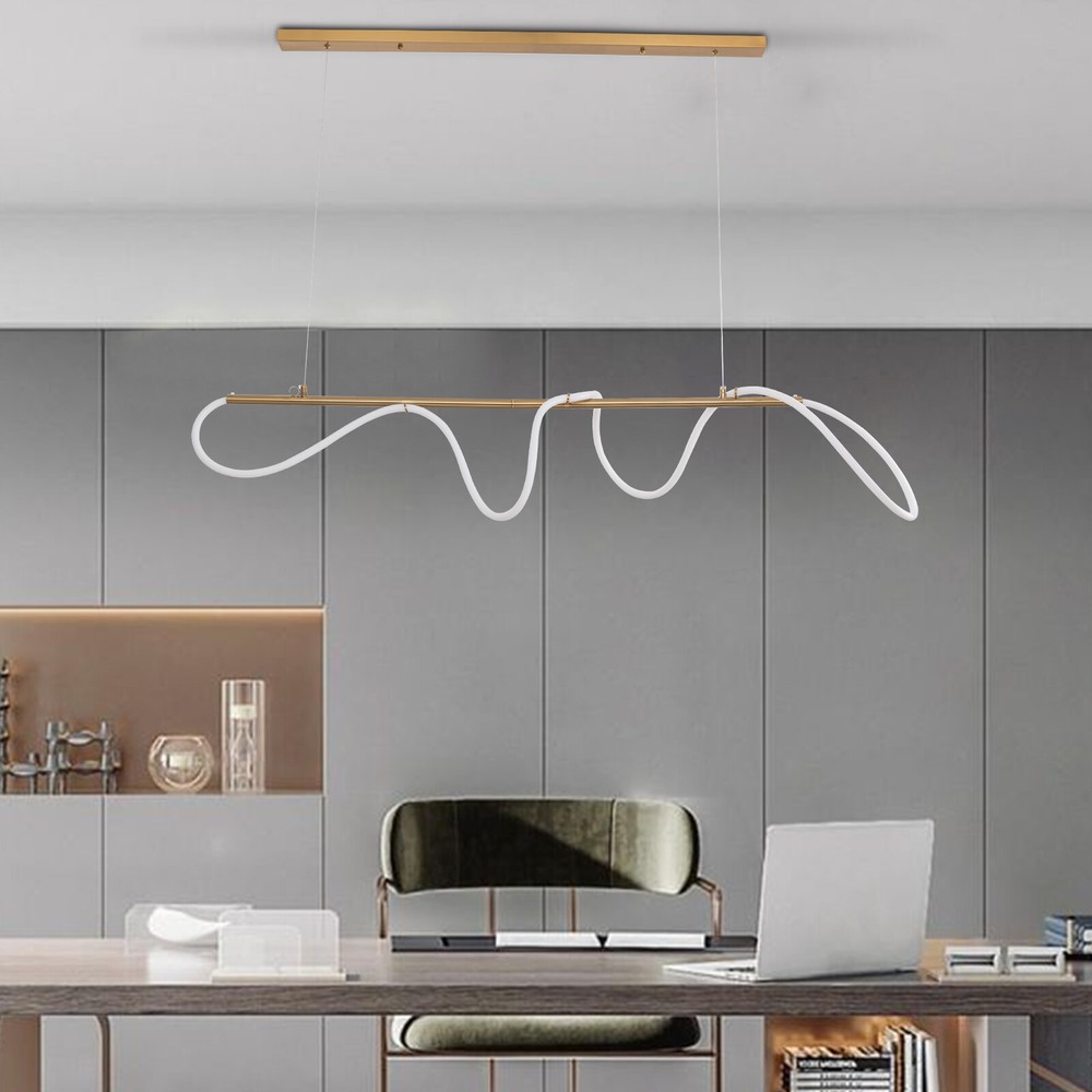 60W Linear Wave LED Chandelier Modern Minimalist Ceiling Light