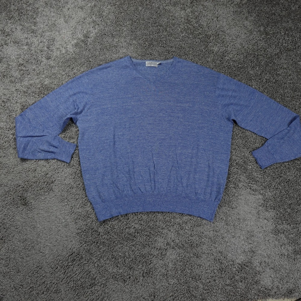 Peter Millar Sweater Mens Extra Large Cable V Neck Sweater Knit Linen Wool