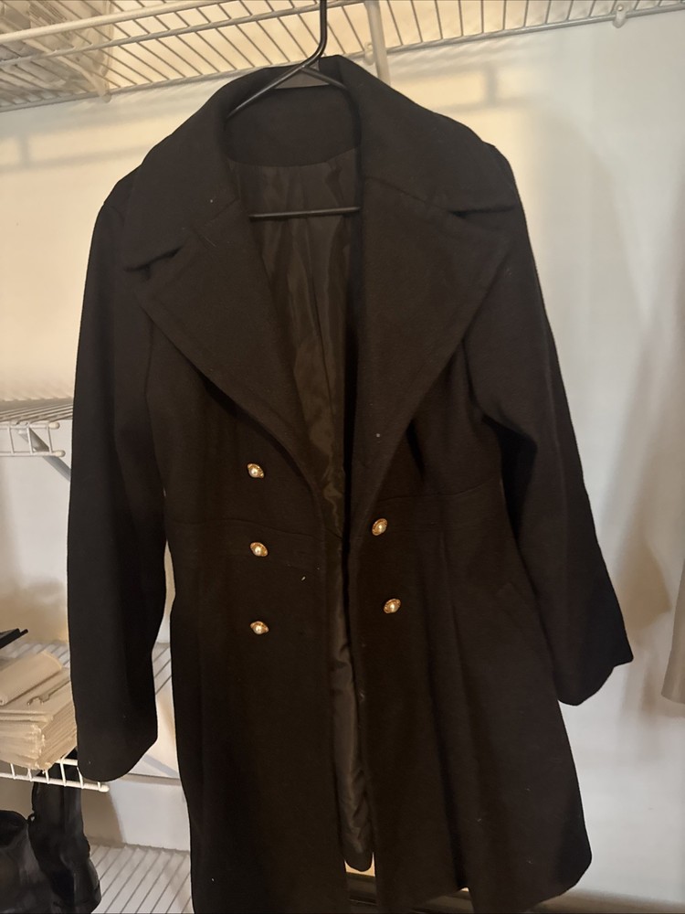 Black wool pea coat for men and women