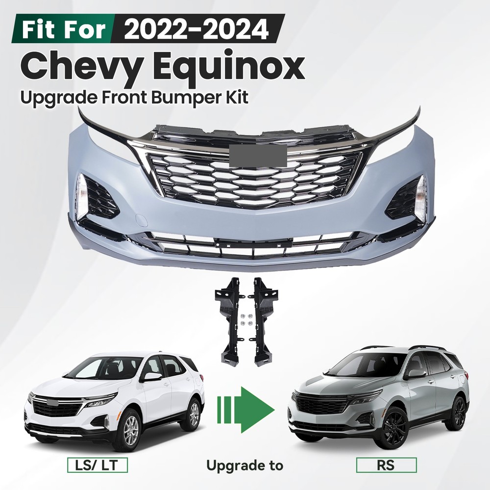 Front Bumper Cover Kit For 2022 2023 2024 Chevy Equinox LS LT Upgrade to RS