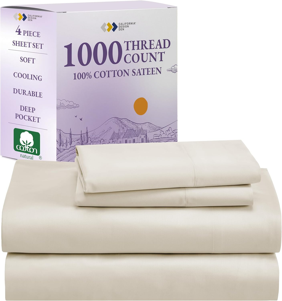 1000 Thread Count Queen Size Sheet Set, Winner Architectural Digest Best Sheet,