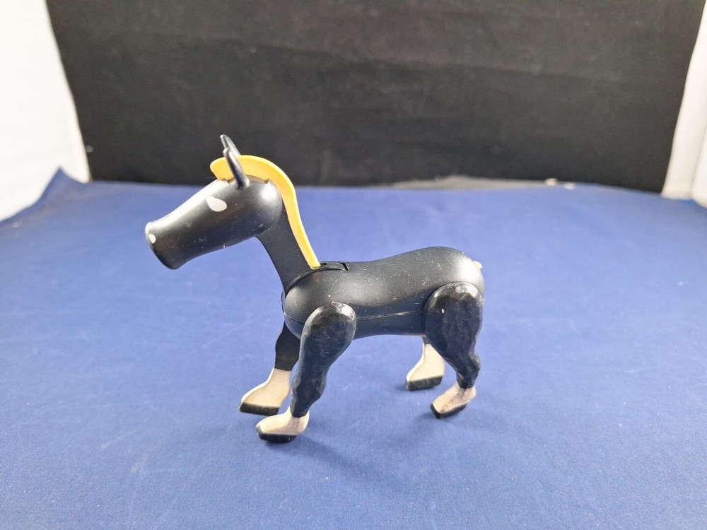 Vtg Fisher Price Little People Black White Horse Missing Tail *3FB