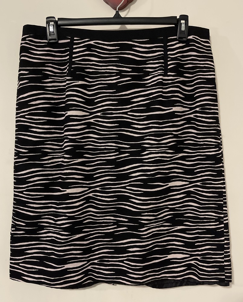 Cato Womens 18/20w Black Animal Print Midi Style Linen Blend Skirt! A4798