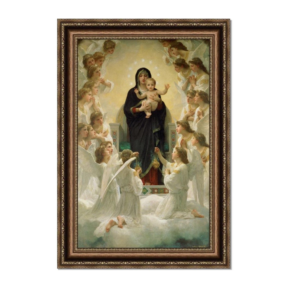 Framed Canvas Art The Virgin with Angels(1900) by William Adolphe Bouguereau