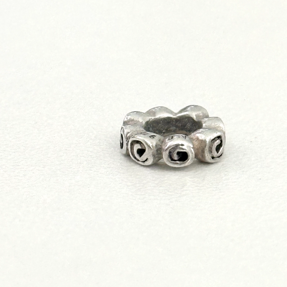 Pandora 925 Sterling Silver Small Roses Retired Thin Swirl Spacer Bead Charm