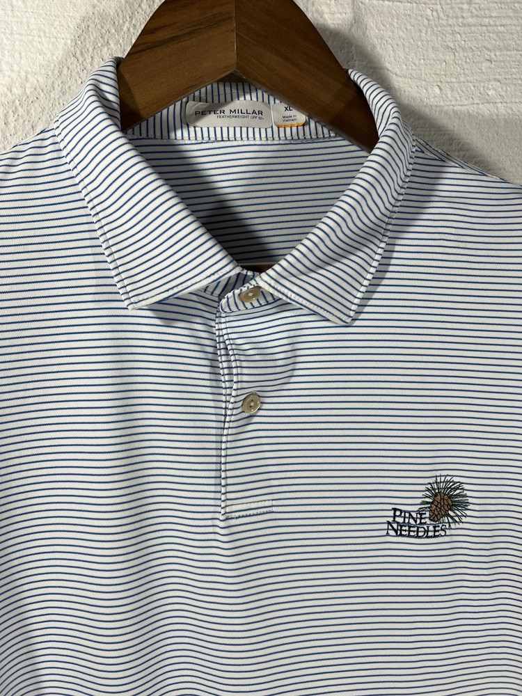 Peter Millar Pine Needles Featherweight Striped Golf Polo UPF 50+ Mens XL
