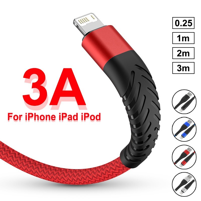 Heavy Duty Fast Charge USB Charger Cable For iPhone 14 13 11 12 8 7 6 Cord 2M 3M