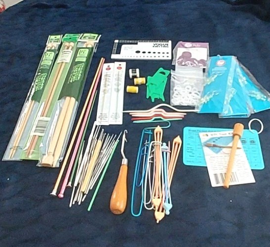 Bulk Knit & Crochet Accessories Set with Stitch Holders Row Counter Markers Needles Hooks