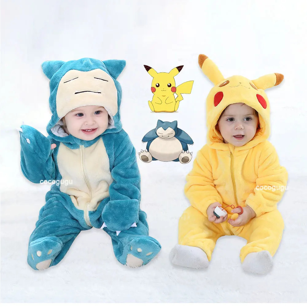 Pikachu Baby Jumpsuit Snorlax Romper Toddler Infant Newborn Bodysuit Children