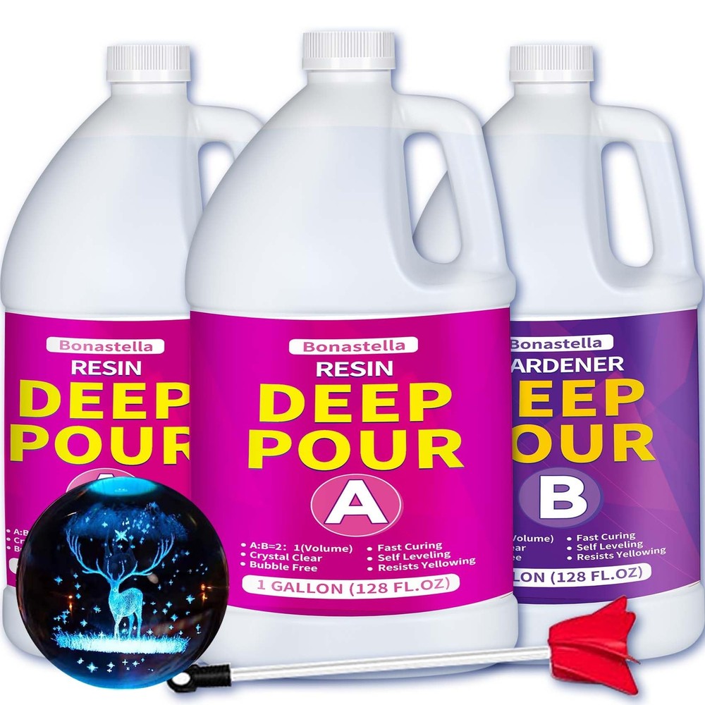 1.5 Gallon Deep Pour Epoxy Resin Kit for 2-4 Inch Thick Casting - Crystal Clear