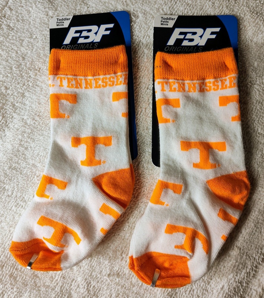 Tennessee Volunteers Toddler Socks Size 3-8 FBF NCAA Unisex Lot (2) Pair