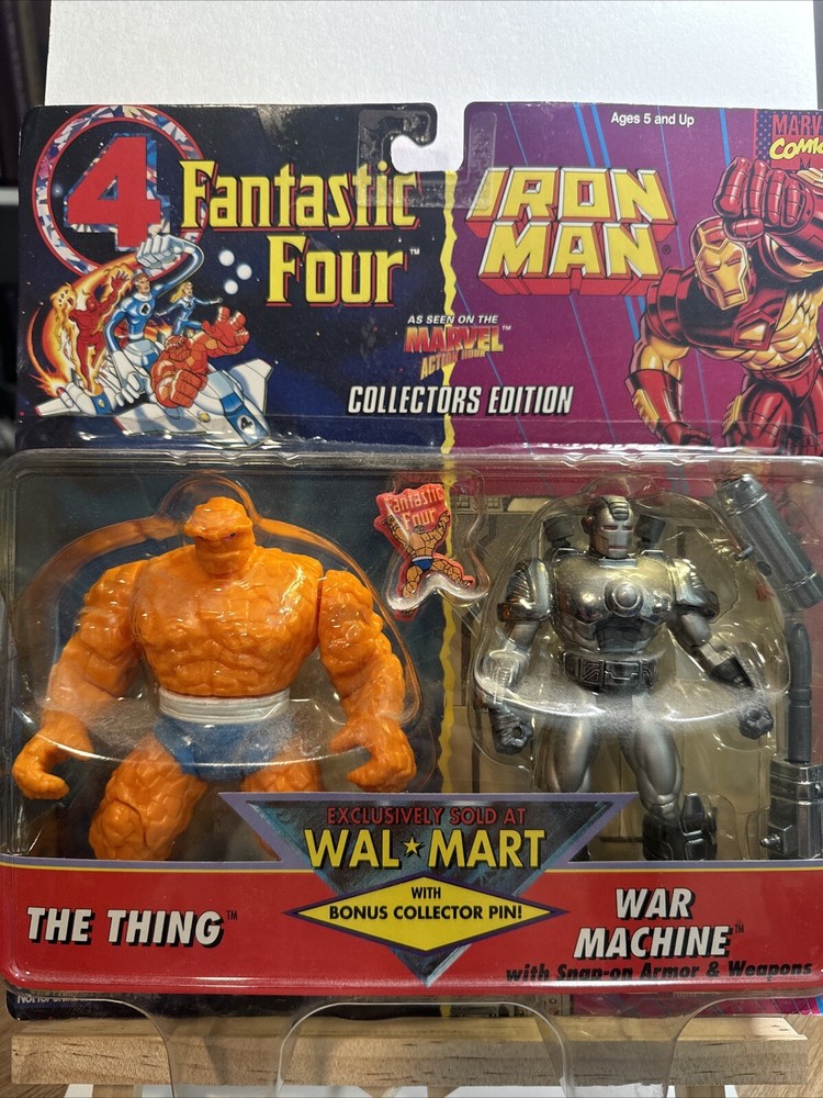 New ToyBiz 1995 THE THING & WAR MACHINE Action Figures 2Pk Walmart Exclusive Pin