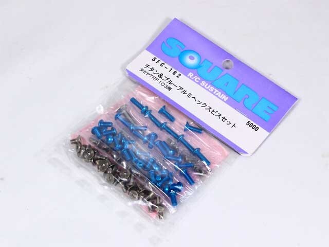 Square SFC-182 Titanium & Blue Duralumin Hex Screw Set for Tamiya TRF103