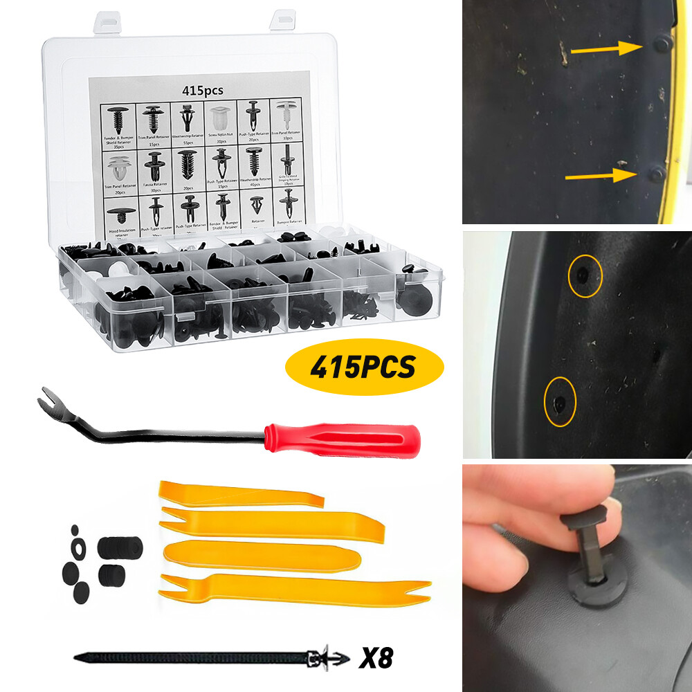 415X Car Trim Bumper Clips Plastic Rivets Fastener Retainer Fender Push Pin Kits