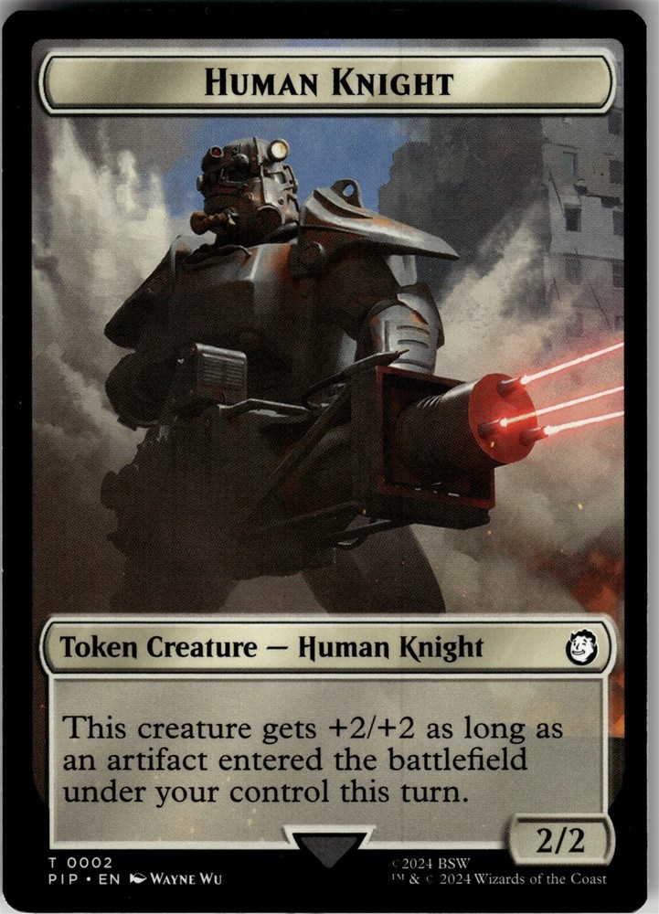 HUMAN KNIGHT // COPY DOUBLE-SIDED TOKEN Fallout Commander #2//1 PIP(NM+)(MTG)
