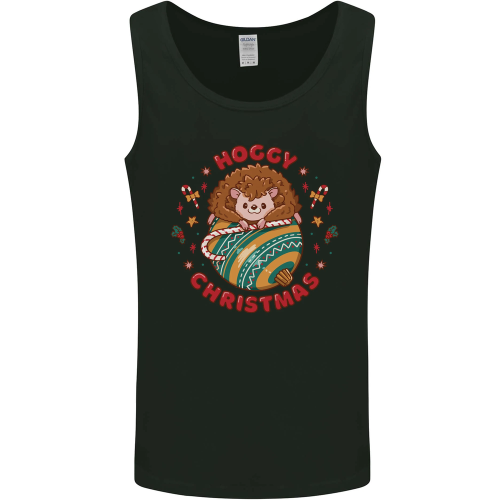 Funny Christmas Hedgehog Graphic Mens Vest Tank Top  