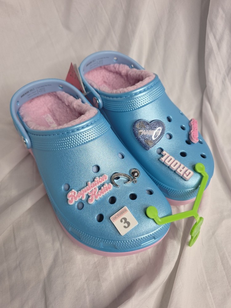 Crocs Women's Mean Girls Classic Platform Clogs in Blue & Pink Size 9 ADA