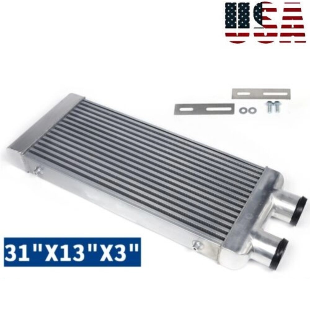 31x13x3in Universal Aluminum Intercooler with 3in Inlet Outlet One-Sided Design