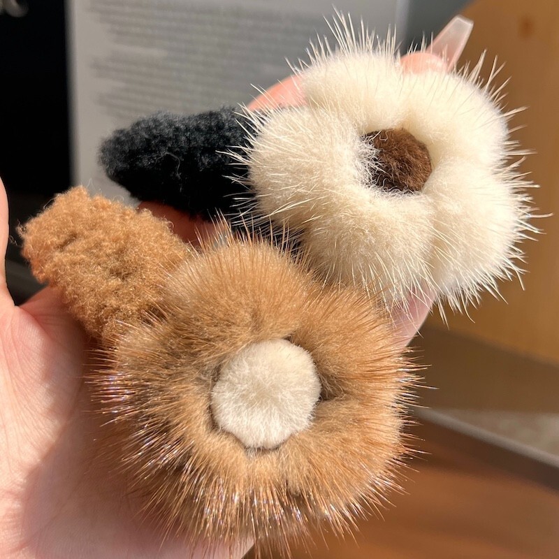 Cute Real Mink Fur Flower Hair Clip for Women and Girls