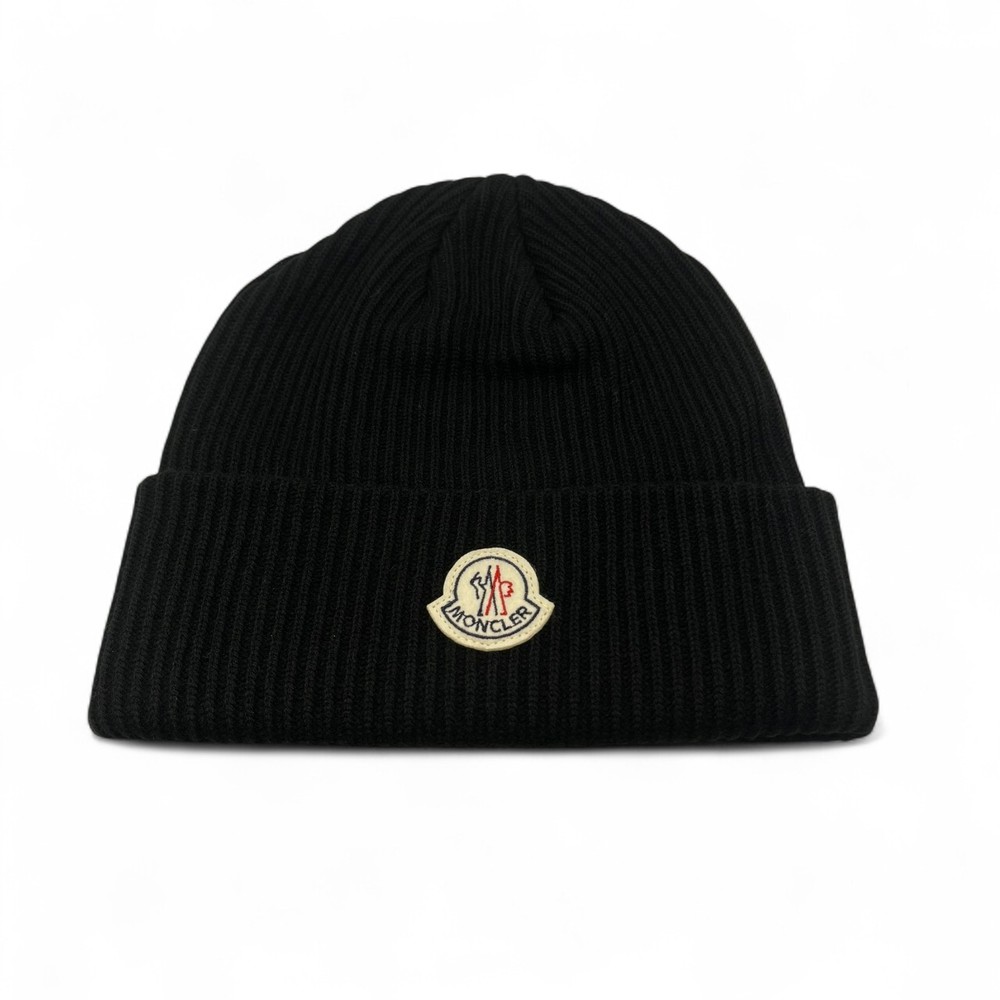 Moncler Wool Cashmere Beanie Hat Black