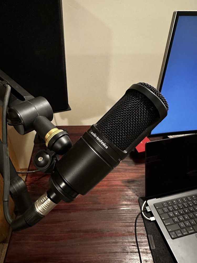 Audio-Technica AT2020 Black Cardioid Condenser Mic for Studio Recording