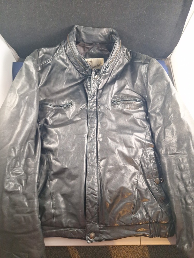 Bermans Leather Biker Jacket As Is Size 44 Bomber Moto Motorcycle