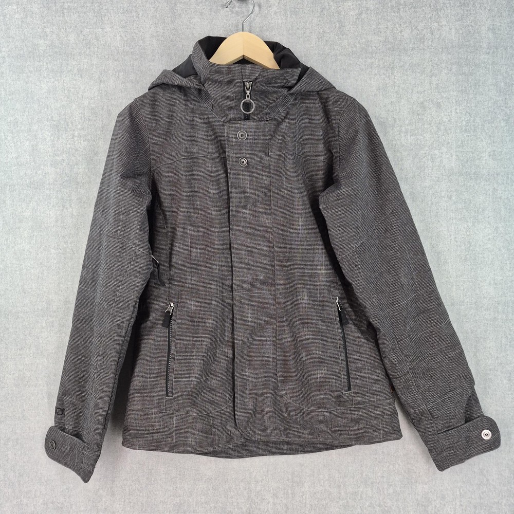 Burton Jacket Mens Small Gray DRYRIDE Hooded Insulated Ski Snowboarding Plaid