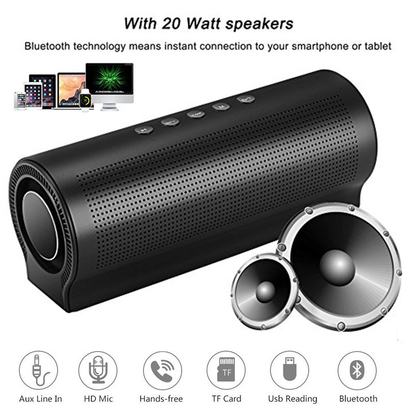 Portable Bluetooth Speaker with Super Bass Wireless Boombox Hifi Stereo Sound