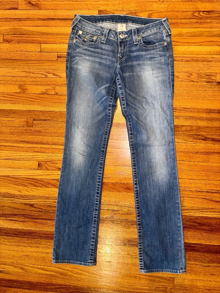 True Religion Womens Medium Wash Blue Denim Straight Leg Jeans Size 29