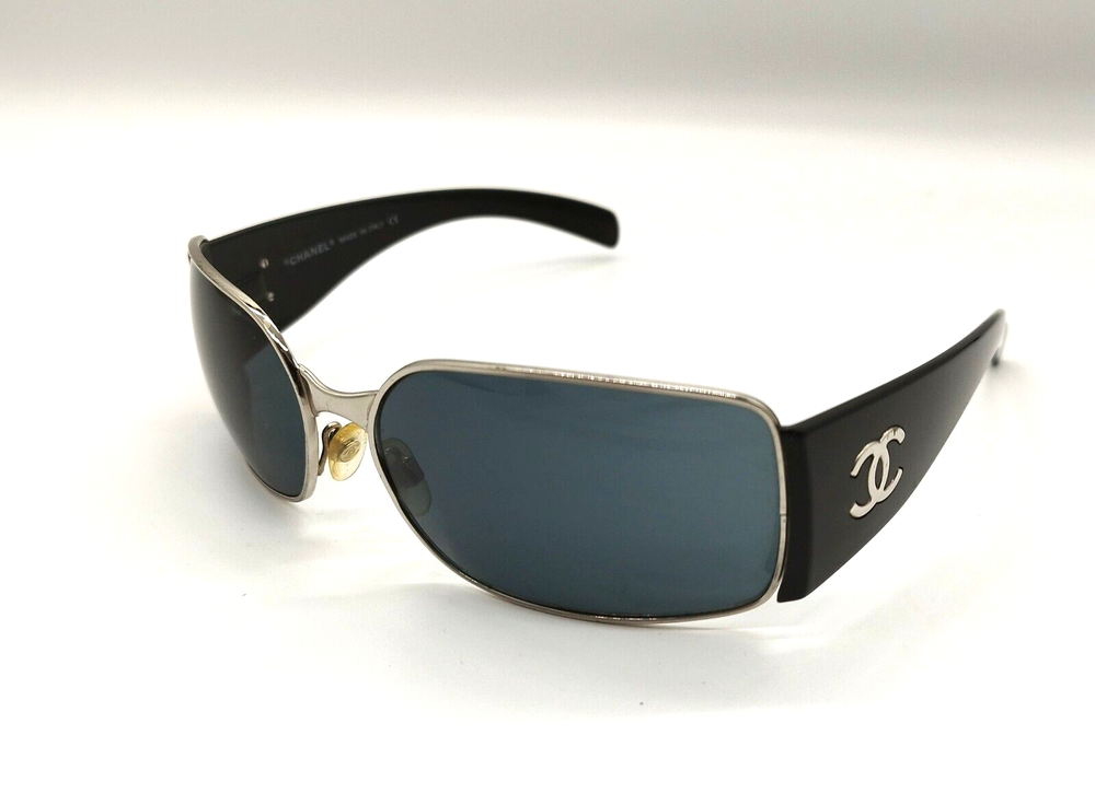 Chanel Cocomark 4115 silver rim gray lens sunglasses size 130 authentic