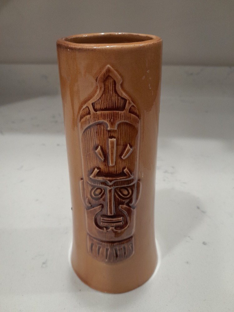 Vintage Tiki Otagiri Fogcutter Kon-Tiki Mask Mug Cup Mustard Brown