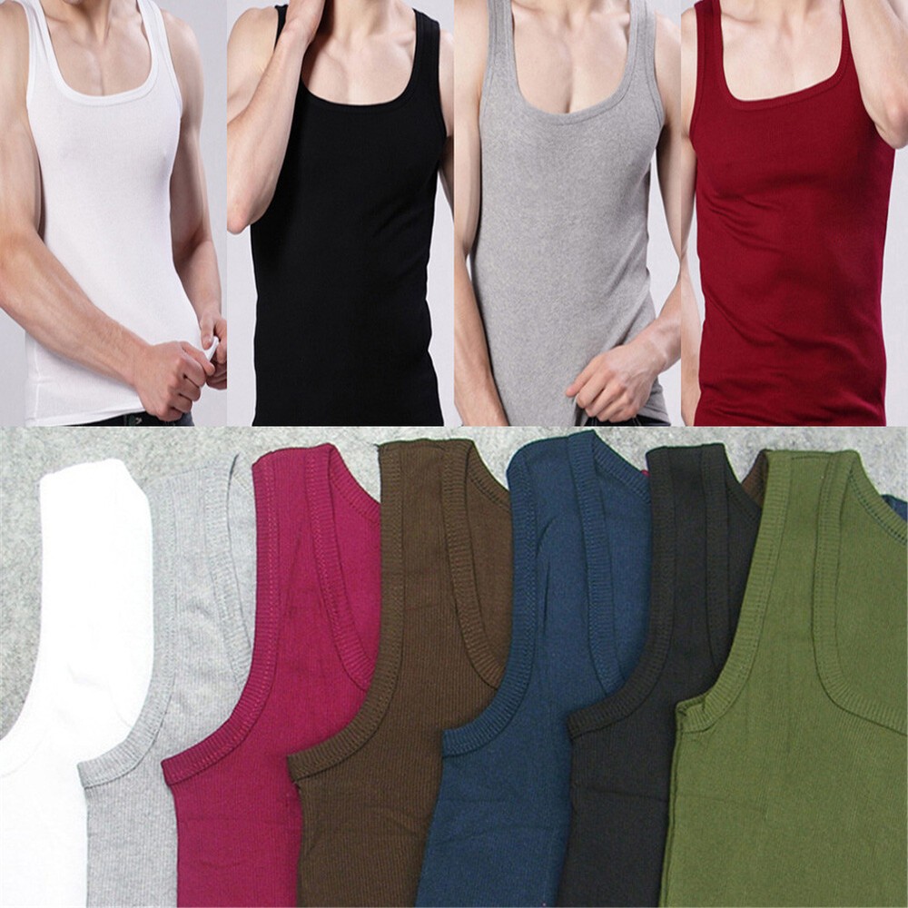 Men's Sleeveless Vest Tank Tops Sports T Shirt Gym Fitness Tees Bodybuilding