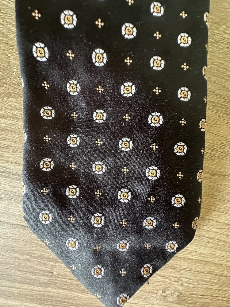 Vintage Christian Dior Silk Tie in Black White and Yellow