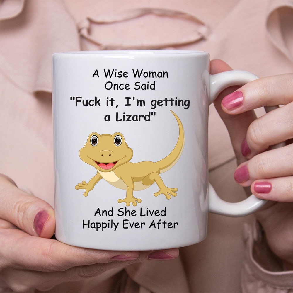 Funny Lizard Lover Gift White Coffee Mug for Women