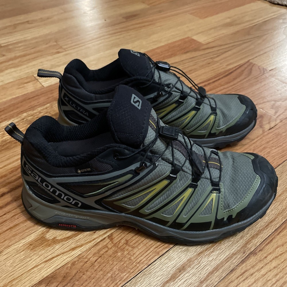 Salomon X Ultra 3 GTX Mens Hiking Shoes Size 10 Gray Green