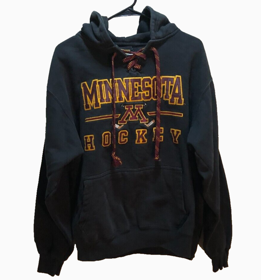 Minnesota Golden Gophers NCAA Vintage 90s Black Hockey Big Ten Pullover Hoodie M
