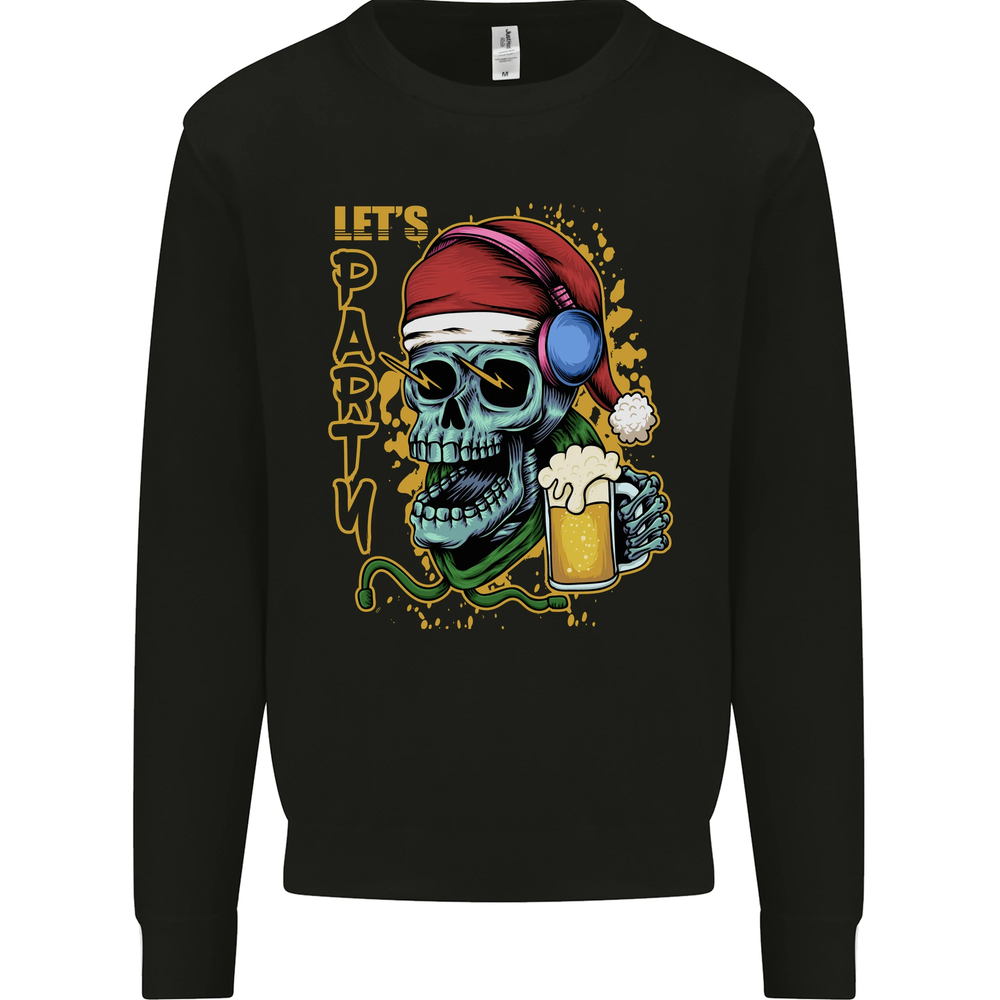 Christmas Party Skull Drinking Beer Alcohol Mens Sweatshirt Jumper