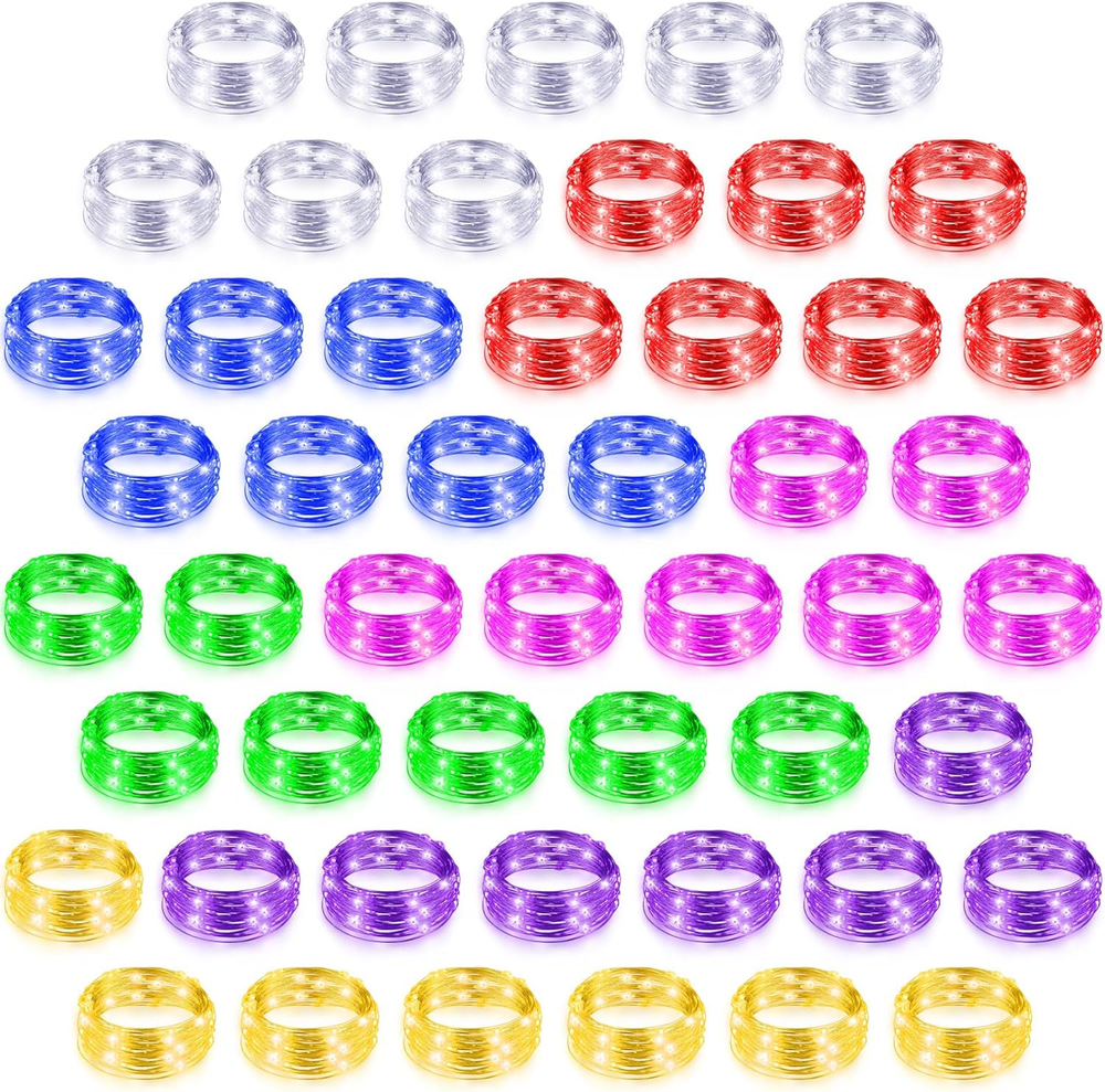50 Pack Battery Operated LED Fairy Lights with 3 Speed Modes 7 Ft 20 LED String Starr