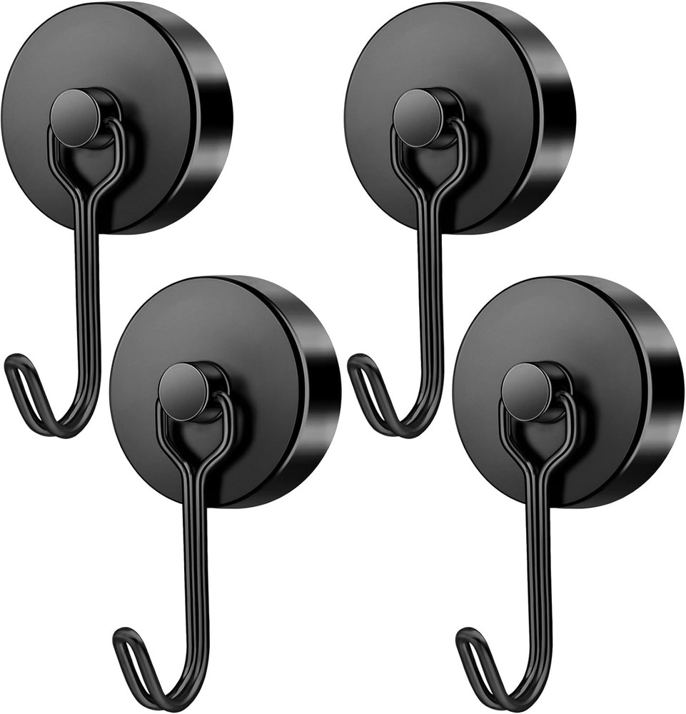 FINDMAG 110lbs+ Heavy Duty Magnetic Hooks, 4 Pack Magnet Hooks for Cabin, Fridge