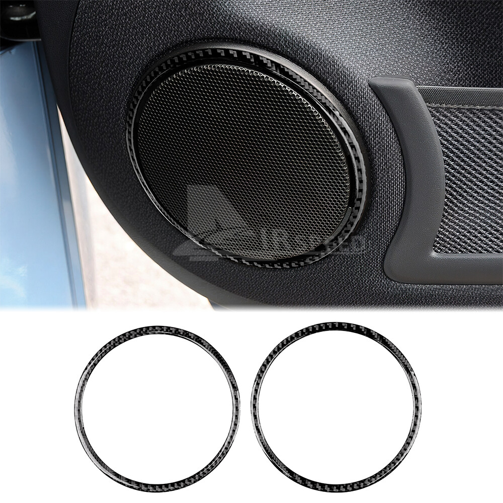 2008-2015 Smart Fortwo Black Carbon Fiber Speaker Ring Cover for Benz