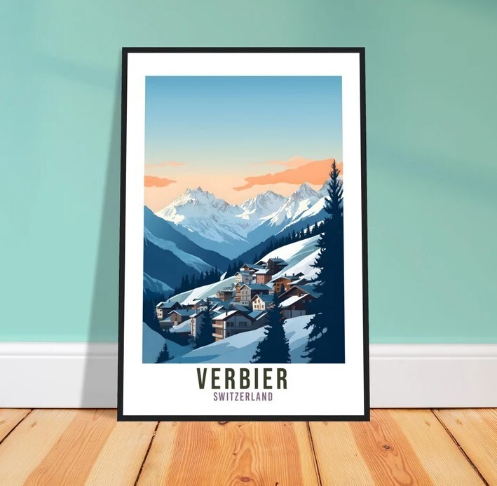 Swiss Verbier Travel Wall Art for Home Decor