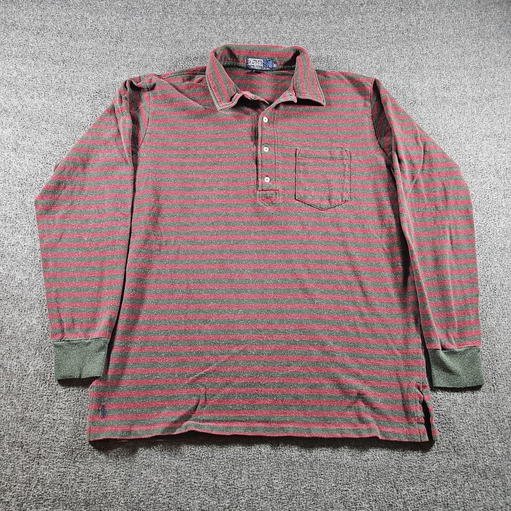 Vintage Polo By Ralph Lauren Polo Shirt Mens Large Green Stripe USA 90s Knit