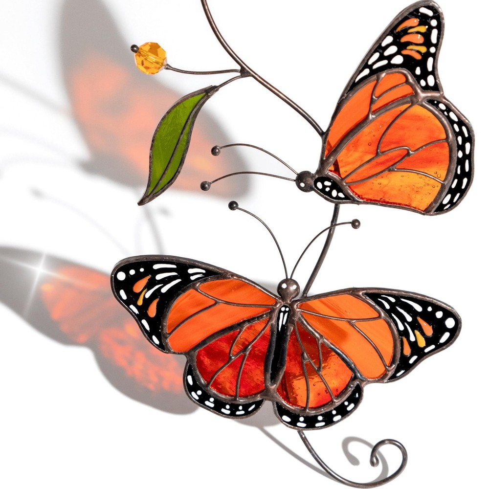 Monarch Butterfly Authentic Stained Glass Suncatcher Handmade Gift for Butter...
