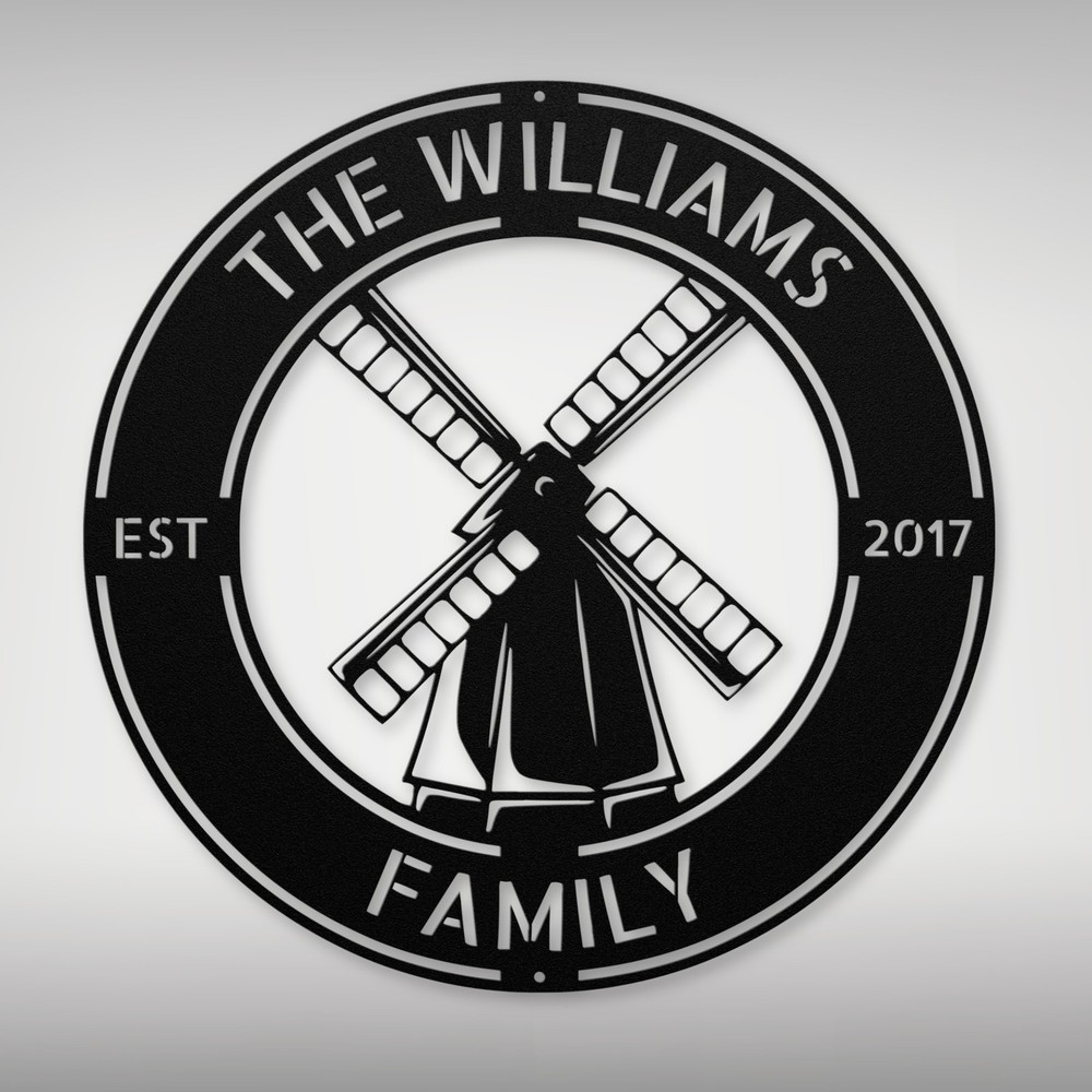 Custom Farmhouse Windmill Metal Sign - Personalized Home & Office Decor Gift
