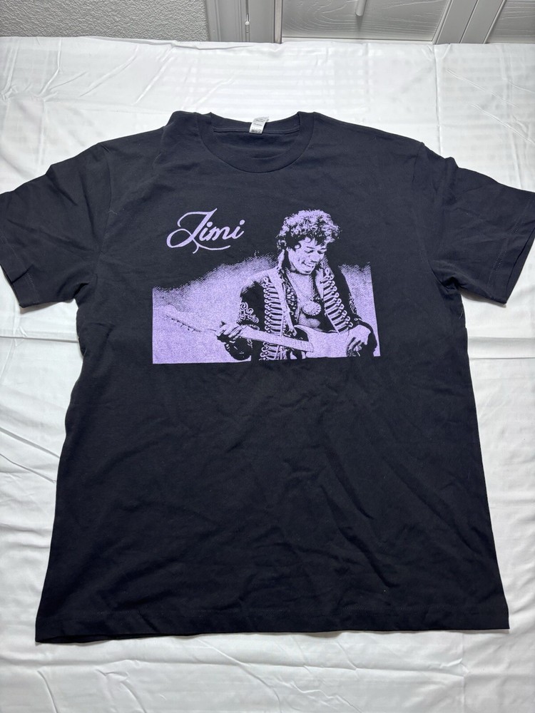 Jimi Hendrix Graphic T Shirt Mens X-Large Short Sleeve Black Y2K Rock Tee
